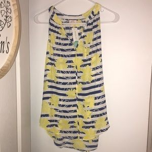 Pixley Yellow Floral Navy Stripe Tank!